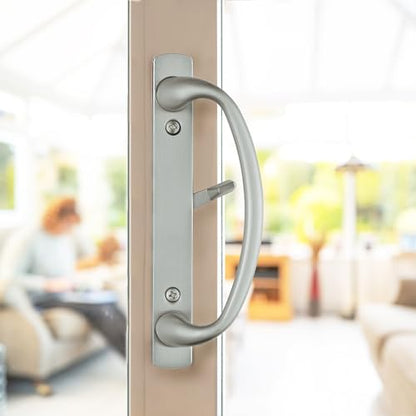 Rockwell Security Charlotte Patio Sliding Door Handle Set Brushed Chrome Fits 3-15/16 Inch CTC Screw Holes for Residential Use - color: Brushed Chrome