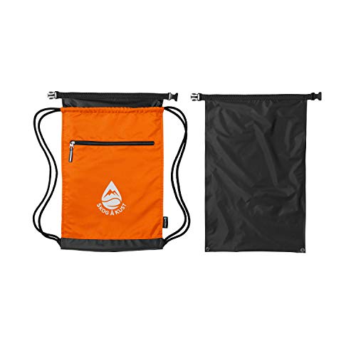 Skog Å Kust GymSak | Patented 2-in-1 Drawstring Cinch Bag with Removable Waterproof Dry Bag | Orange - color: Orange