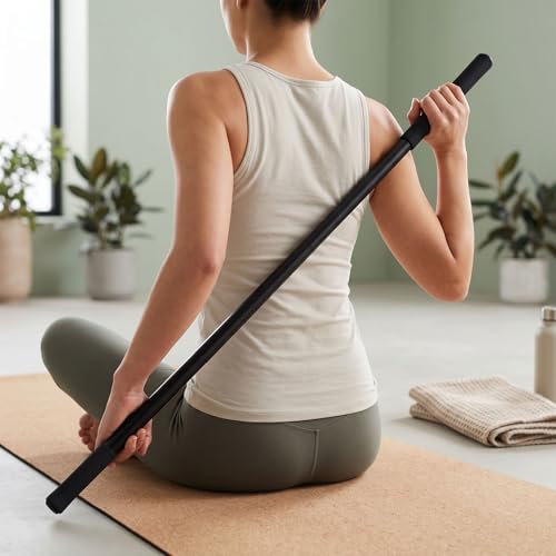 Stick Exercise Bar 30 45 60 Inch Stretching Mobility Bar with Full Foam Sleeve Steel for Pilates Flexibility Training Home Gym Use