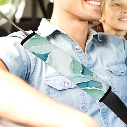 2 Pack Universal Soft and Comfortable Car Seat Straps Shoulder Pads for Kids, All Vehicles, Beach Sand Wave Blue Teal Neck Strap Covers, Neck and Shoulder Support - color: Pattern 644