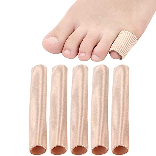 5 Pieces Toe Cushion Fabric Toe Tubes Finger Sleeves Protector with Fabric and Gel Cushion for Corns, Blisters, Calluses, Hammer Toes and Fingers Protectors (S Size) - color: S Size