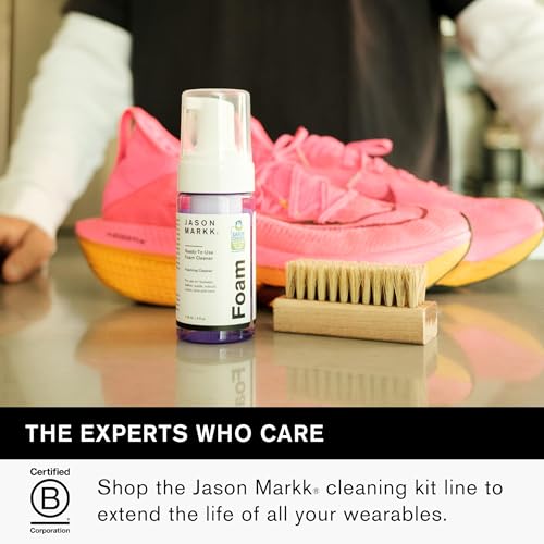Jason Markk Quick Clean Kit, Shoe Cleaner, 2-Piece Set, Ready-To-Use Foam & Delicates Brush, Sneaker Care, Ideal for Footwear, Safe for Leather, Suede, Nubuck, Cotton, Knits, 4oz - size: 2 Fl Oz (Pack of 2), style: Quick Clean Kit