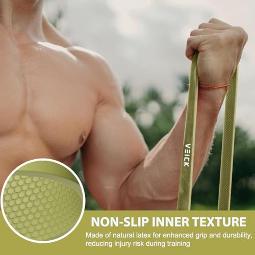VEICK Pull Up Assist Resistance Bands for Home Gym | 100% Natural Latex, Non Slip Leather Texture, Space Saving, Versatile for Full Body Training, Home Gym - color: Green Set of 5