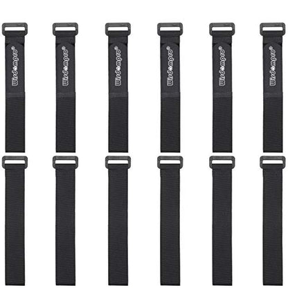 Wisdompro 12 Pack 1 x 12 Inch Long Hook and Loop Tie Down Straps Heavy Duty | Durable Nylon, Reusable, Large, Wide, Black, Functional Adjustable Fastening Cinch Strap Cable Cord for Home, Office, Outdoor - size: 1 x 12 Inch, 12 Pack