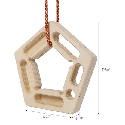 2Pcs Triangle Climbing Hangboard with Rope, Training Finger Grip, Fingerboard Rock Climbing for Outdoor Home - color: Brown-B