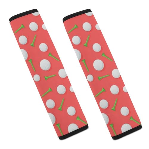 Soft Padded Car Seat Belt Pad for Child, Most Cars, 2 Piece Pink White Polka Dot Golf Seat Belt Cushion Comfortable Driving - color: Pattern 534