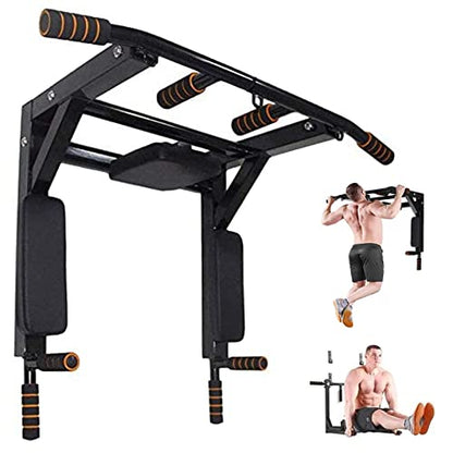 ptlsy Wall Mounted Pull Up Bar Multifunctional with Multi-grip Chin Up Bar Heavy Duty Dip Station for Home Gym Indoor Workout, Fitness Equipment, Dip Stand Supports to 440 Lbs - style: Movable Style