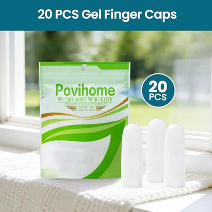 Povihome Finger Cots Protectors - Moisturizing Thumb and Finger Covers - Thickend Version - Elastic Cracked Silicone Finger Sleeves to Protect Cracked, Peel Finger and Other Finger Pain (Clear, 20PCS) - color: Clear, size: Medium (20PCS)