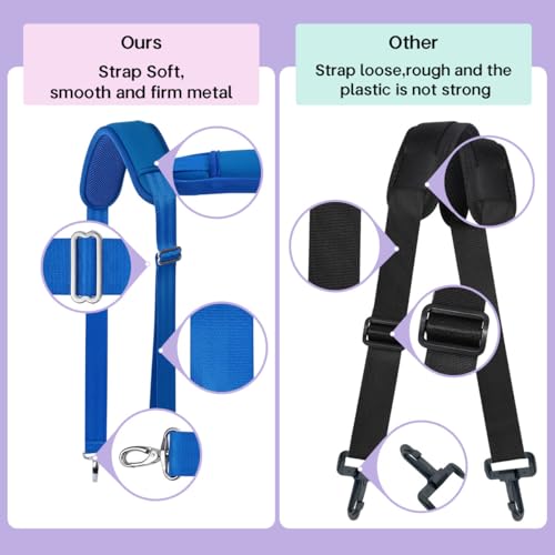 60 Inch Shoulder Strap for Bag with Removable Ultra-Thick Pad | 60" Shoulder Strap with Removable Thick Pad,Adjustable Buckles and Metal Hooks, for Briefcase/Laptop/Messenger/Luggage Bag - color: Blue