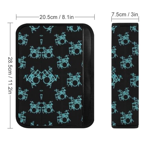 2 Pack Drum Kit Abstract Musical Instruments Music Blue Green Car Seat Belt Pad Soft Padded Automotive Seat Belt Protector for Child, Stroller Pushchair High Chair, Shock Absorption - color: Pattern 1150
