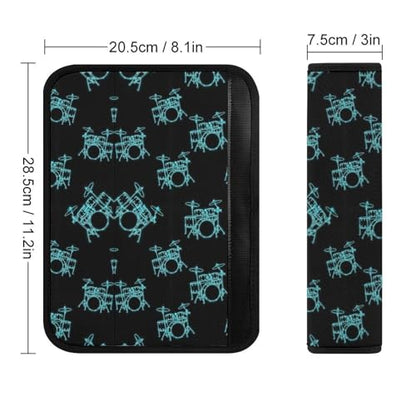 2 Pack Drum Kit Abstract Musical Instruments Music Blue Green Car Seat Belt Pad Soft Padded Automotive Seat Belt Protector for Child, Stroller Pushchair High Chair, Shock Absorption - color: Pattern 1150