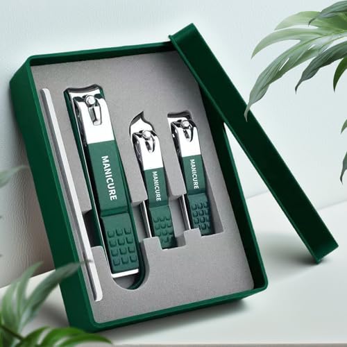 4 Pcs Precision Nail Clippers Set for Men Women Sturdy Stainless Steel Fingernail Toenail Clippers with Glass File - Ideal for Thick Nails and Travel - color: 4 Piece-silver