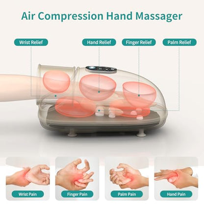 Nekteck Hand Massager with Heat and Compression, Hand and Wrist Pain Relief | FSA&HSA Eligible, Hand Massager For Arthritis & Carpal Tunnel, Senior Friendly, Portable for Home Office, Gift for Men Women