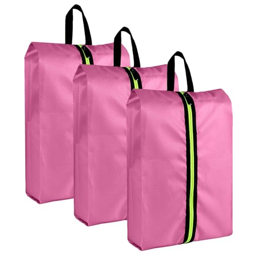 Shoe Bags for Travel - Set of 3 Pack Large Capacity Oxford Fabric Shoe Bags, Multi-Functional Dust-Proof and Waterproof Men & Women Travel Shoe Bag (Pink) - color: Pink