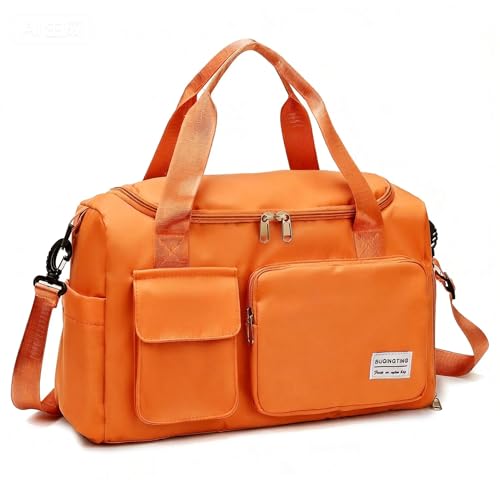 Small Gym Bag for Women, Travel Duffle Bag Carry On Weekender Bag with Shoe Compartment - color: 08#Orange, style: Gym Bag&toiletry Bag