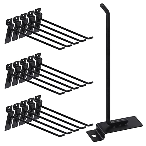 Swpeet 20Pcs 8 Inch Heavy Duty Slatwall Hooks Assortment Kit - Accessories for Slatwall Panel, Garage Organization, Pegboard, Gridwall - Display Hooks for Retail, Black - size: 8 Inch