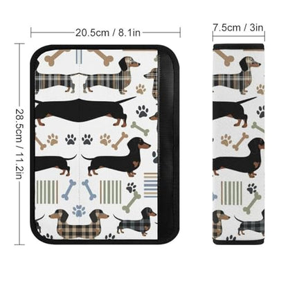 1 Pair Cute Puppy Pet Wiener Dog Dachshund Plaid Seat Belt Shoulder Pad Soft Padded Seat Belt Cushion for Adult Use, Stroller Pushchair High Chair, Pressure Relief - color: Pattern 585