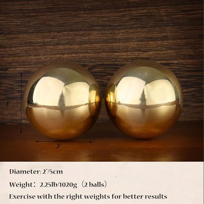 Copper Baoding Balls Set, 2 Inches Chinese Health Balls, Metal Stress Relief Hand Massage Balls No Chime for Hand Exercise, Hands Therapy - size: 2 inches