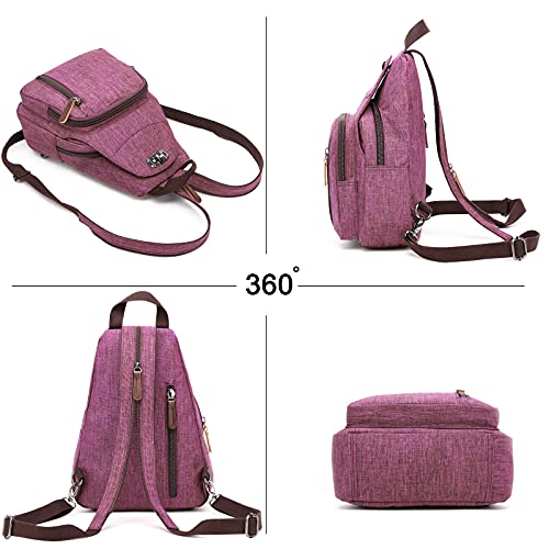 FANDARE Retro Sling Chest Backpack Multipurpose Crossbody Shoulder Bag - color: Purple
