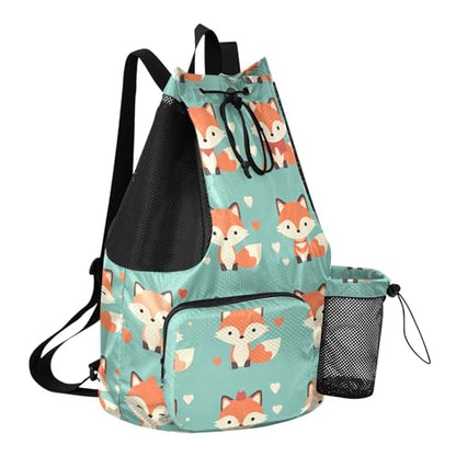 GuoChe Drawstring Backpacks Gym Swim Bag With Inside Pockets Pull String Bag Waterproof Cute Cartoon Foxes - color: Cute Cartoon Foxes