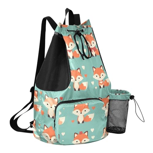 GuoChe Drawstring Backpacks Gym Swim Bag With Inside Pockets Pull String Bag Waterproof Cute Cartoon Foxes - color: Cute Cartoon Foxes
