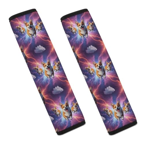 Universal Fit Seat Belt Shoulder Pad for Kids, Car Seats Pushchair Strollers High Chair Pushchair, 1 Pair Cute Space Corgi Automotive Seat Belt Protector - color: Pattern 846