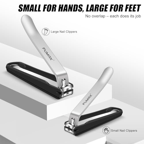 Nail Clippers for Men Women with Catcher, 2-Pack Large & Small Nail Cutter for Fingernails & Toenails, Sharp Stainless Steel Heavy Duty Fingernail Clipper Gifts for Adults