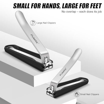 Nail Clippers for Men Women with Catcher, 2-Pack Large & Small Nail Cutter for Fingernails & Toenails, Sharp Stainless Steel Heavy Duty Fingernail Clipper Gifts for Adults