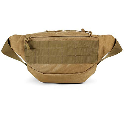 FRTKK Tactical Fanny Pack Military Waist Bag Pack with USA Flag Patch Utility Hip Pack with Adjustable Strap for Outdoors Fishing Cycling Camping Hiking Dog Walking (Tan 2) - color: Tan 2