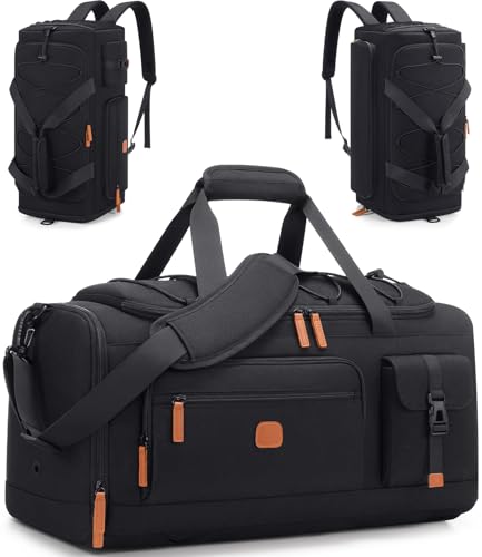 Gym Bag for Men and Women with Shoe & Laptop Compartment Sport Duffle Bag | 3-in-1 Anti-Theft Carry On Backpack Duffel Bag for Airplane, Workout, Overnight, Travel, Weekender, 35L - color: Black