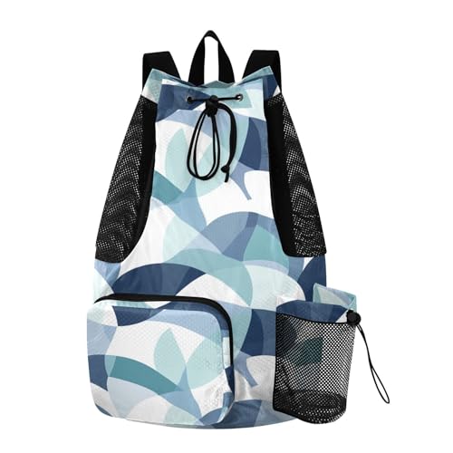 Drawstring Climbing Gym Bag With Inside Pockets Drawstring Beach Bags with Wet Dry Compartments Sea Anhor Geometric Style