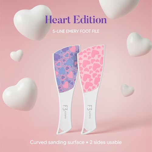 S-Line Emery Foot File(Pink Heart), Colossal Double-Sided Pedicure Tool, Effective for Cracked Heel, Ergonomic Design for Easy Grip - color: Pink Heart
