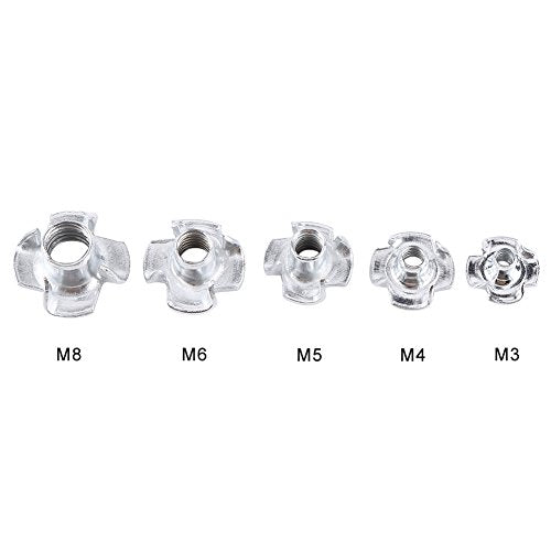 T Nuts Pronged Tee Nut Pronged Tee Nut Assortment Kit for Rock Climbing Holds Wood Cabinetry 90pcs Carbon Steel