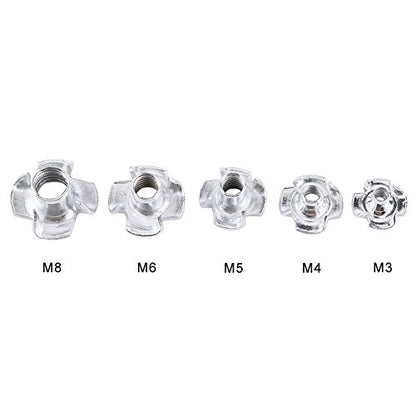 T Nuts Pronged Tee Nut Pronged Tee Nut Assortment Kit for Rock Climbing Holds Wood Cabinetry 90pcs Carbon Steel