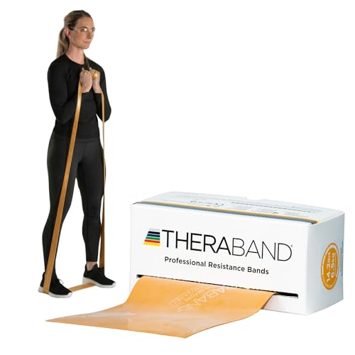 THERABAND Resistance Bands 6 Yard Roll, Gold, Max, Latex Band for Strength Training, Upper & Lower Body Exercise, Physical Therapy, Core Workouts, Rehab & Home Fitness - color: Gold - Max