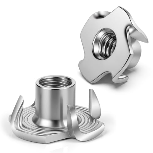 Mellewell M4 T-Nuts, 304 Stainless Steel 4-Pronged Tee Nut for Wood, Rock Climbing Holds, Furniture, 4-Jaw Threaded Insert for Bolts and Screws, 50 Pack - color: 304 Stainless Steel, size: M4