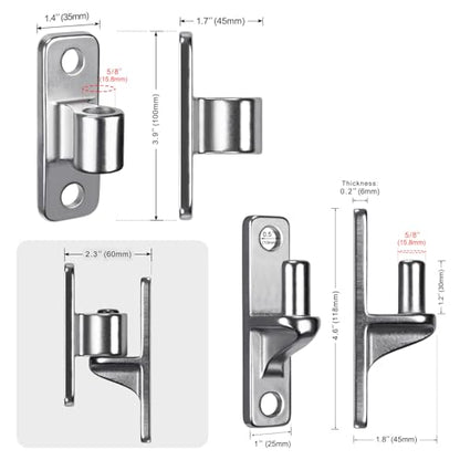 Dolibest Heavy Duty 304 Stainless Steel Gate Hinges, Non-Welded One-Piece Design, Wall Mount Gate Hinges with 5/8'', Post Mounting for Farm Gates Wall/Wooden Fences, 600 lbs Capacity, (2 Set) - color: Silver 2-pack