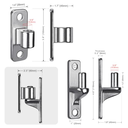 Dolibest Heavy Duty 304 Stainless Steel Gate Hinges, Non-Welded One-Piece Design, Wall Mount Gate Hinges with 5/8'', Post Mounting for Farm Gates Wall/Wooden Fences, 600 lbs Capacity, (4 Set) - color: Silver 4-pack