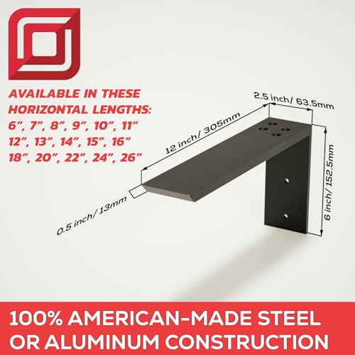 Solid Heavy Duty Steel L Bracket Countertop Support (12 Inch) 1 Count, Great for Kitchen Islands, Bathroom vanities, Made with American Steel, Hardware Included by Original Granite Bracket - size: 12 Inches, style: A36 Cold Roll Steel