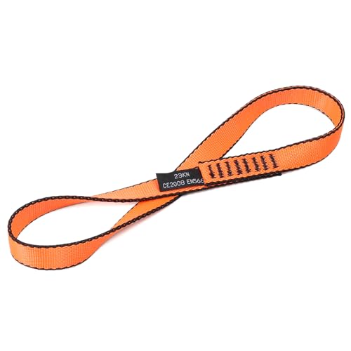 18MM Nylon Climbing Sling Runner 23KN CE2008/EN566 Strong Webbing Straps for Rock Climbing,Mountaineering, Rappelling, Swing, Yoga Hammock etc - color: Orange, size: 30cm/ 12inch |Single Unit