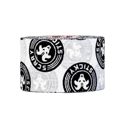 Scary Sticky Premium Athletic Tape, Ultra-Sticky Thumb, Finger & Wrist Tape for Weightlifting, Hook Grip & Cross Workout, Cotton, Latex-Free, 10 Yards, White & Black, 1 Roll - color: White & Black, size: Pack of 1