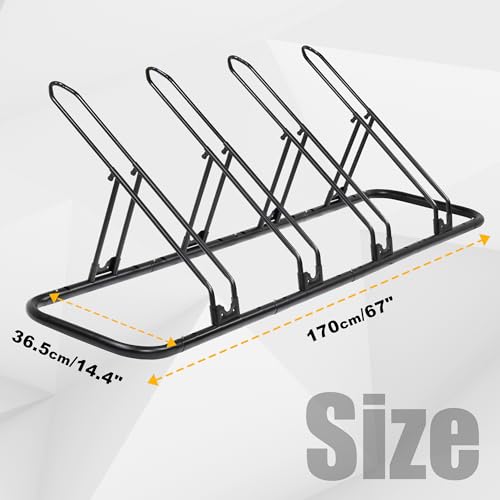 CyclingDeal Bicycle Floor Parking Rack Stand - for Mountain MTB Road Bike - Indoor Home Garage Storage - Adjustable 4 Bikes - size: 4 Bikes, style: Adjustable
