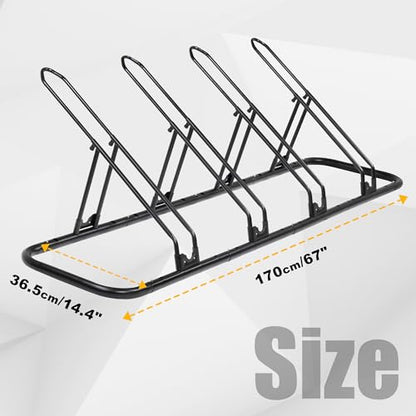 CyclingDeal Bicycle Floor Parking Rack Stand - for Mountain MTB Road Bike - Indoor Home Garage Storage - Adjustable 4 Bikes - size: 4 Bikes, style: Adjustable