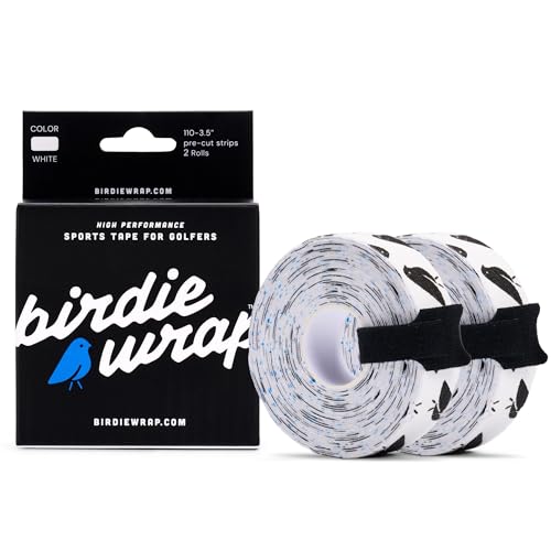 BirdieWrap Golf Sports Tape Wrap, 4-Way Stretch Athletic Tape for Hands and Fingers, Waterproof, Pre-Cut 110 Golf Finger Tape Strips, Blisters, Nicks Protection Sports Finger Tape - color: White