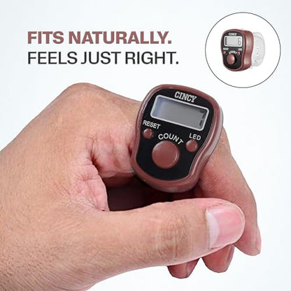 CINCY Clicker Counter with LED for Day & Night Use - Instant Reset, Accurate & Quiet, Long Battery Life - for People, Laps, Pitch, Golf, Baseball, Fish Counting, for Prayer, Everyday Prayer – 1 Pack - color: Brown