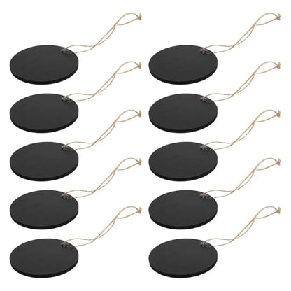 10pcs Round Mini Wooden Chalkboard Signs with Rope, Double-Sided Blackboards for Food Labeling and Memo Writing, Easy to Wipe Decorative Hanging Boards for Home and Party Use