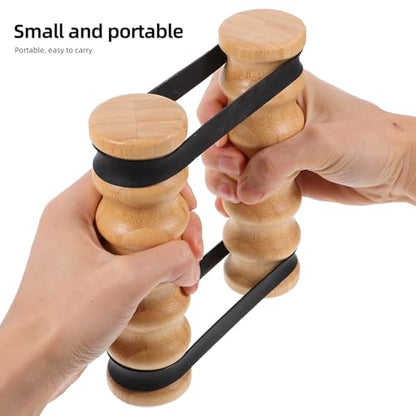 UPKOCH Wooden Handle Elastic Workout Bands 2pcs Resistance Exercise Stick for Shoulder and Chest Strength Training Joint Rehab Home Gym Core Workouts