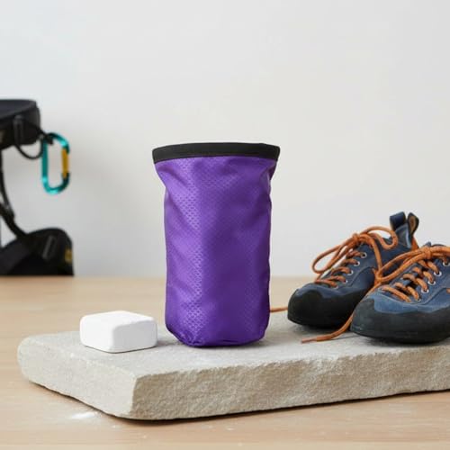 Adjustable Chalk Bag Waterproof Magnesia Sack with Belt Climbing Chalk Bag Magnesia Powder Pouch for Mountaineering Travel Sports - color: Purple