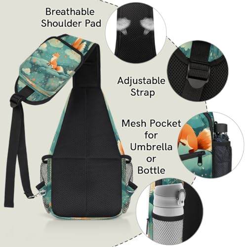 Fox Animals Sling Bags for Women Men, Waterproof Crossbody Sling Backpack Travel Outdoor Sports Chest Bag - color: White