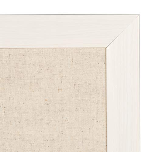 DesignOvation Beatrice Framed Linen Fabric Pinboard, 18x27, White - color: White, size: 18" x 1"